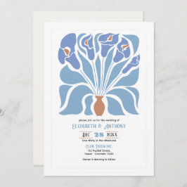 Convites Apricot & Sky Blue Abstract Floral Boho Wedding