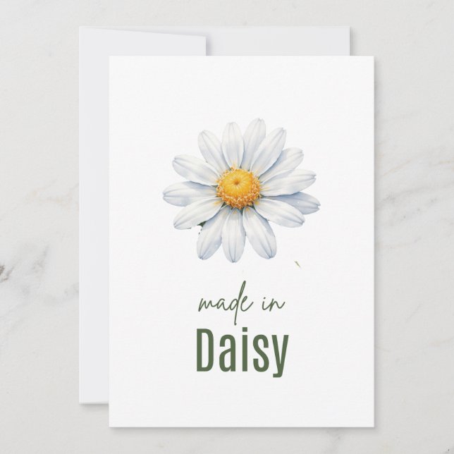 Convites April Daisy Birth Flower card Watercolor (Frente)