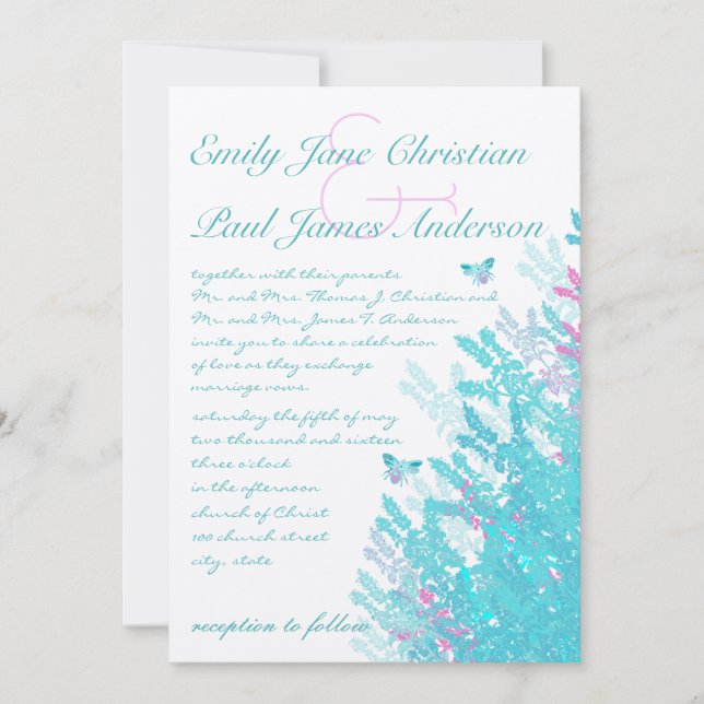 Convites Aqau Rosa-Rosa-Rosa-Flor-Rosa-Rústica (Frente)