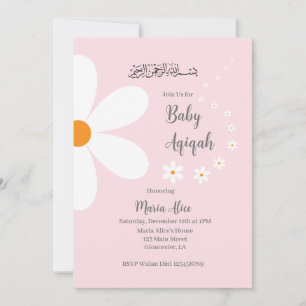 Convites Aqiqah floral rosa