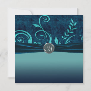 Convites Aqua & Azul Marinho Casamento de Veludo Redemoinho