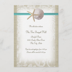 Convites Aqua Beach Burlap e Lace Reception