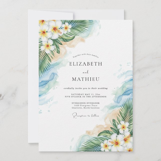 Convites Aqua Blissful Coastal Wedding (Frente)