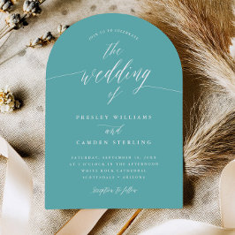 Convites Aqua Blue Arch Wedding Calligraphy Invitation Card