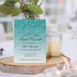 Convites Aqua Blue Glitter Glam Bat Mitzvah<br><div class="desc">Este belo convite apresenta um padrão de brilho e o seu texto personalizado. Use o modelo para adicionar suas informações.</div>
