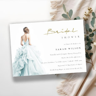 Convites Aqua Blue Watercolor Chá de panela de Casamento