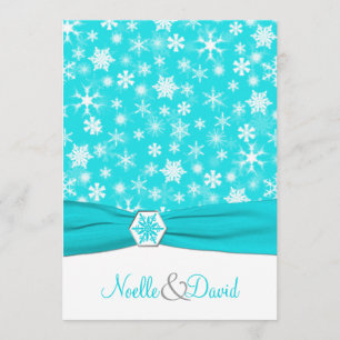 Convites Aqua, branco, flocos de neve cinzentos que Wedding
