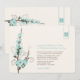 Convites Aqua Cherry Blossoms Sakura Nadou Casamento Asiáti