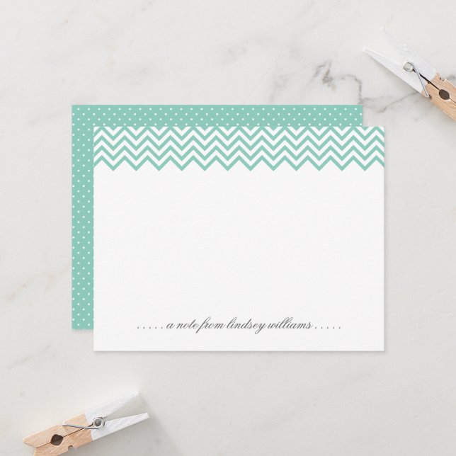 Convites Aqua Chevron e Tiny Dots Papel Personalizado (Frente/Verso In Situ)