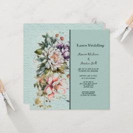 Convites Aqua Floral Lawn Wedding