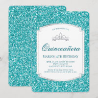 Aqua Glitter Quinceañera