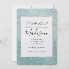 Convites Aqua Glitzy Ombre