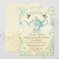 Aqua Ivory Rosas vintage Bridal Tea Invasão