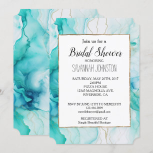 Convites Aqua Mint Dourado Marble