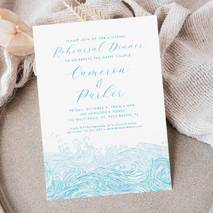 Convites Aqua Ocean Onda Janto de Ensaio Casual de Casament
