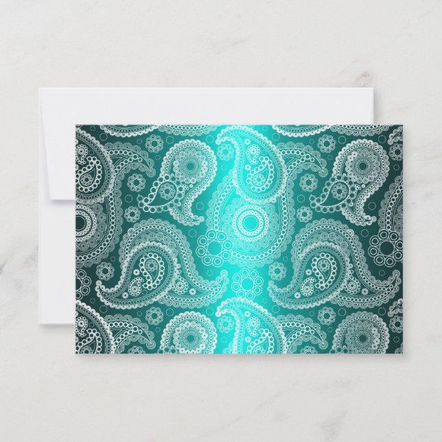 Convites Aqua Shimmer Lace India Invital RSVP (Frente)