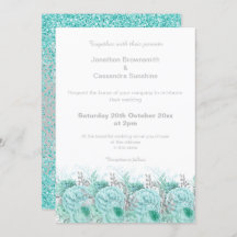 AQUA SILVER GLITTER FLORAL WEDDING