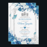 Convites Aqua Teal Quinceañera Silver Crown 15 Anos<br><div class="desc">Aqua Teal Quinceañera Silver Crown Mexicana Convite Mis Quince 15 Anos,  16º Aniversário, </div>