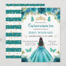 Aqua & Teal Vestido Escuro Princesa Quinceanera