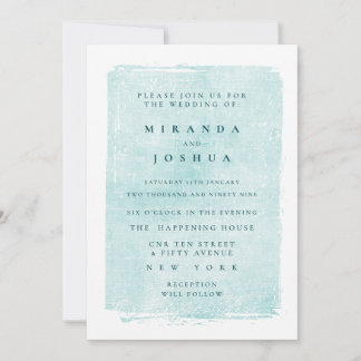 Convites Aqua Turquesa Grunge Distressed Casual