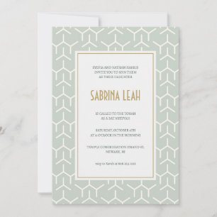 Convites Aqua verde padrão moderno Bat Mitzvah