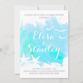 Convites Aqua watercolor, casal de casamento de estrelas-do
