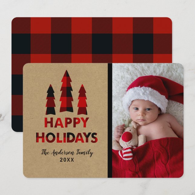 Convites Aquaduas Natal Feliz Natal Árvores Kraft (Frente/Verso)