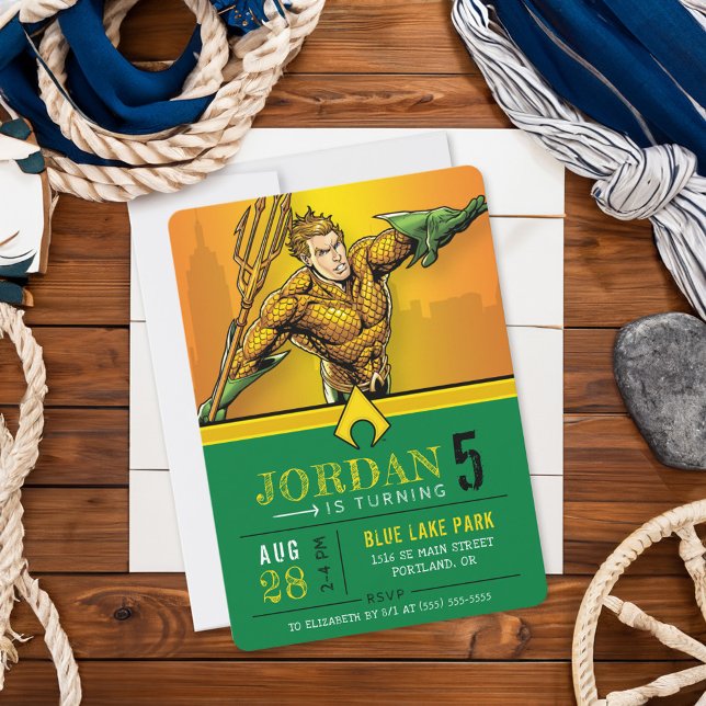 Convites Aquaman | Feliz Aniversário (Invite on table)