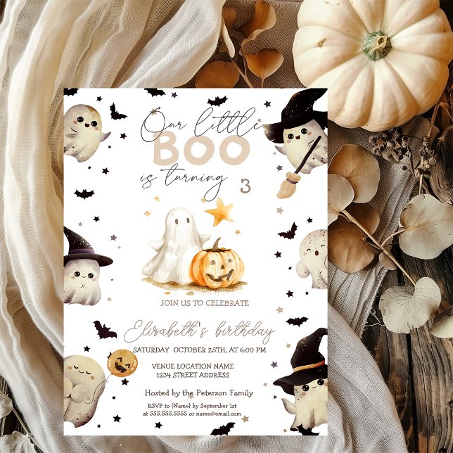 Convites Aquarela Abóbora Fantasma Boo Halloween (Criador carregado)