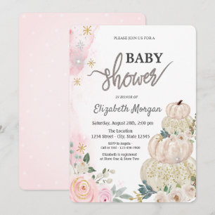 Convites Aquarela Abóboras Flores Pontinhos Chá de Bebê
