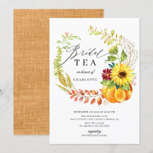 Convites Aquarela Abumpkin Autumn Wreath Chá de panela Tea