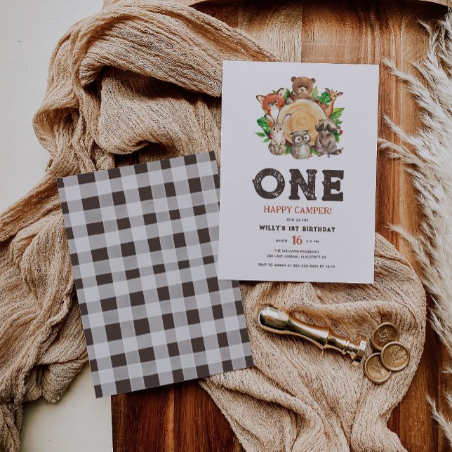 Convites Aquarela Animais da Floresta Feliz Camponês Aniver (Criador carregado)