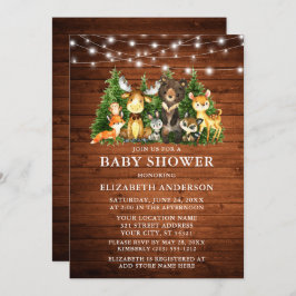 Convites Aquarela Animais da Floresta Madeira Luzes de made