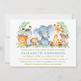 Convites Aquarela Animais Safari Chá Pontos Arcos Azuis