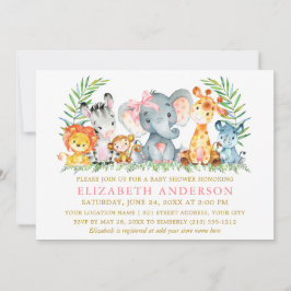 Convites Aquarela Animais Safari Chá Pontos Arcos Rosa