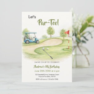 Convites Aquarela Aniversário de Golf Par-Tee