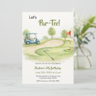 Convites Aquarela Aniversário de Golf Par-Tee
