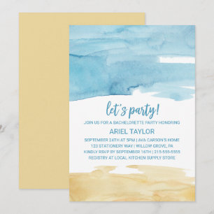 Convites Aquarela Areia e Mar Vamos Fazer uma Festa