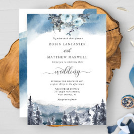 Convites Aquarela Azul e Casamento nas Montanhas Azuis
