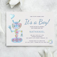 Aquarela azul robô fofo é um menino baby shower