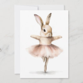Convites Aquarela Bailarina Coelho Dançando Bege Rosa