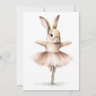 Convites Aquarela Bailarina Coelho Dançando Bege Rosa
