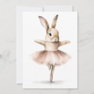 Convites Aquarela Bailarina Coelho Dançando Bege Rosa