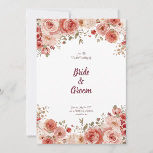 Convites Aquarela Blush Rosa Poente Peônia Guarlanda Floral