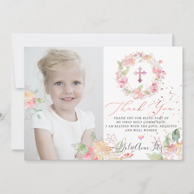 Convites Aquarela Blushing Sweetpeas Obrigado (Frente)