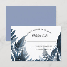 Convites Aquarela Boho Azul Moderno Folhagem de Samambaia R