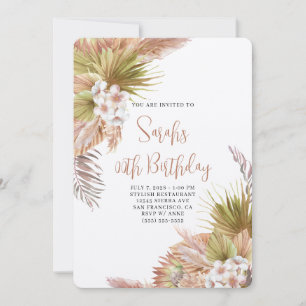 Convites Aquarela Boho Bege Floral Aniversário