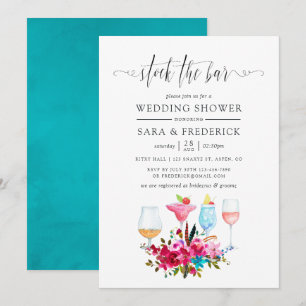 Convites Aquarela Boho Chic Floral Abasteça o Bar