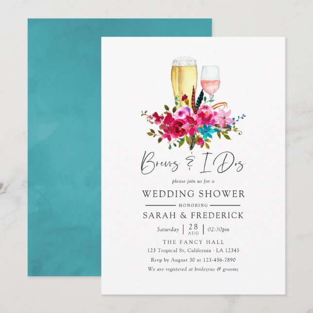 Convites Aquarela Boho Chic Floral Bebidas Antes Dos I Dos (Frente/Verso)