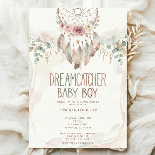 Convites Aquarela Boho flor Dreamcatcher Chá de Bebê